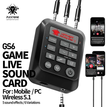 Детска звукова карта Plextone GS6, свързване на жични или безжични 5 звукови ефекти, 6 варианти за мобилен телефон PC