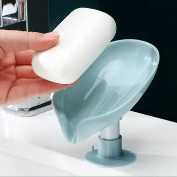 Кутия за сапун под формата на листа, държач за тоалетна сапун, Кутия за сапун в банята, Държач за сапун в банята, гъба, чиния за съхранение, Тава за принадлежности за баня, държач за баня