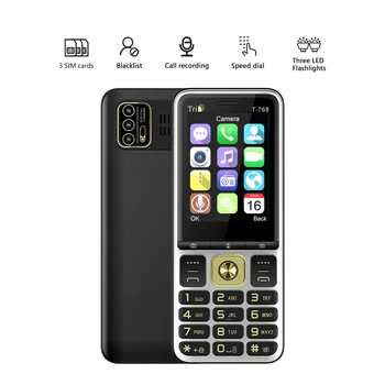 СЕРВО T-768 Нов оригинален ключ мобилен телефон с 3 SIM-карти, голяма батерия, бързо набиране, цветни Изключително тънък телефон с голям високоговорител