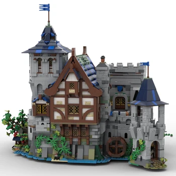 MOC Класически замък Крепост черни соколи Набор от градивни блокове Имперска война Средновековна архитектура Портата на замъка тухлени играчки, подаръци за деца