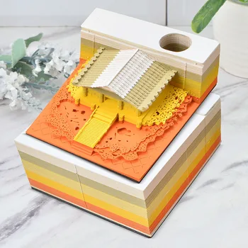 Бележник с 3D хартия за писма, Бележки за творчеството Триизмерно ретро сграда, бележник за водене на записки, на Хартиени бележки, аксесоари Kawaii, Подарък за рожден ден