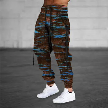 3D Печатни Цветни Графични Странични джобове, Лента, Мъжки, Спортни панталони, панталони, Градинска дрехи, хип-хоп, Панталони пълна дължина, Ежедневни панталони