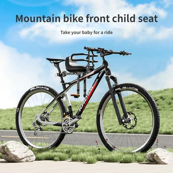 Детско столче за планински велосипед, удебелена и увеличена възглавницата на седалката, Материал на предната седалка от алуминиева сплав, Сгъваема педал за детска седалка