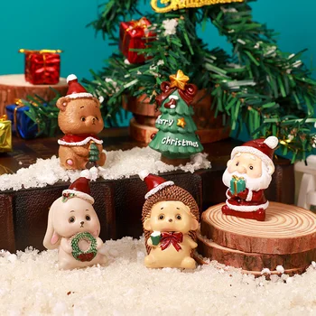 Малките декорации, микро пейзаж, сладък карикатура на Дядо Коледа, Коледна елха, бижута с животни, подаръци под формата на слепи кутии