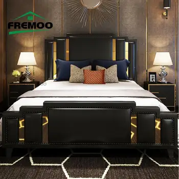 Модерна адаптивни двойно легло, Дизайнерски спални слушалки King/Queen Size, Луксозно обзавеждане за дома, легла за спални