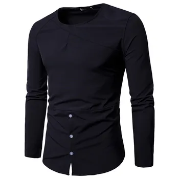 2023 Годишният Нов Мъжки Ежедневни Тънък Индивидуален шивашки, Мода Мъжка тениска с дълъг ръкав и кръгло деколте, Риза голям размер