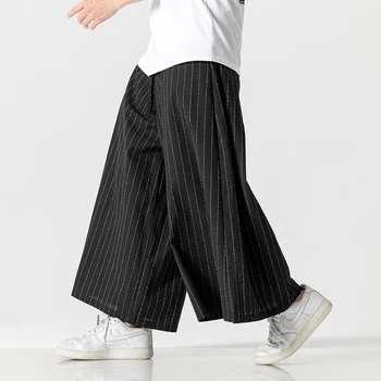Корейски модерни Мъжки спортни панталони Пролет Лято Свободни Ежедневни зреещи Градинска облекло Harajuku Джоггеры в ивицата Ретро Панталони