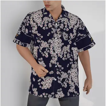 Мъжки хавайска риза с принтом в формата на цветя, сливи, Плажен китайски стил, къс ръкав, Летни ежедневни блузи в стил мозайка копчета, ризи 3D