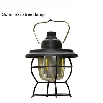 Нова туристическа лампа le d Type-c за зареждане, преносима лампа с атмосфера на топла светлина, уличен водоустойчив слънчев ретро фенер
