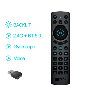 G20S PRO BT5.0 2,4 G Безжична Интелигентна Гласова Въздушна Мишка с Гироскопом, IR модул за Обучение Дистанционно Управление с осветени за Android TV BOX