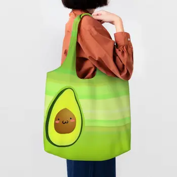 Модни Забавна чанта за пазаруване с авокадо, Преработени плодове, Веганские холщовые чанти за пазаруване в хранителни магазини, чанти за снимки