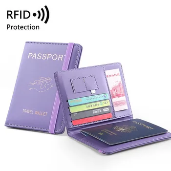 Преносим Многофункционален Калъф За съхранение От Изкуствена Кожа RFID Бизнес-Паспорт, Самолетен билет, Банков документ за самоличност, Държач за карти, Калъф