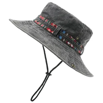 Слънчеви шапки от 100% памук, със защита от ултравиолетови лъчи за жени, мъже, риболов, разходки, шапка с широка периферия цветна лента, градинска и плажна шапка, Рибарски шапки