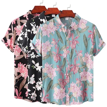 Хавайски мъжка Риза, Летен Плажен Случайни съкратен топ с 3D принтом Семки, Градинска Мода широки Дрехи Оверсайз, Улични тениски За мъже