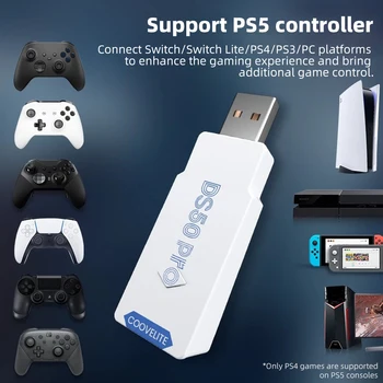 Конвертор геймпада DS50 Pro за контролери PS5 PS4 Xbox Elite Pro, USB-приемник, контролер Bluetooth, безжичен адаптер за суич