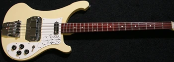 4001CS Лешояд Електрическа бас-китара, Chris Squire Signature Крем, който протича през тялото, Хастар от розово дърво и хлътва инкрустация, Сандвич-баба