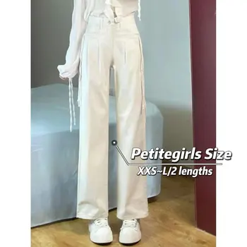 150 см, Дизайн за малки момичета, Американски Каубойски Панталони, Дамски Директни Широки панталони с висока талия, Тясна версия XS, Висока Сума