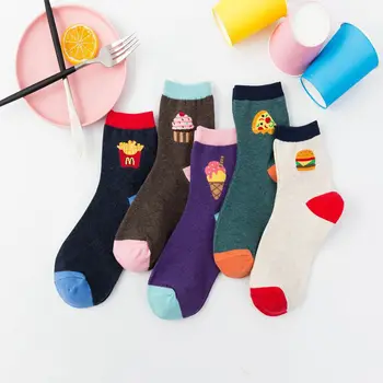 Нови памучни дамски чорапи до средата на бедрото, Памучни чорапи INS Fries Бъргър, Високи дамски чорапи за възрастни, студентски чорапи Tide