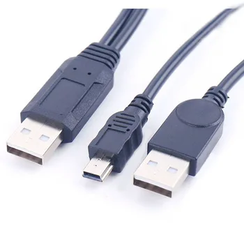 USB2.0 USB 2.0 double A Type 2A Мъжки към Mini 5-пинов штекерный Y-кабел 0,7 м на 70 см от 2 метра За 2,5 