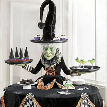 Настолна сервировочная покривка с участието на вещица за Хелоуин, поставка за кифли, начало декор за парти, декорация на ресторант