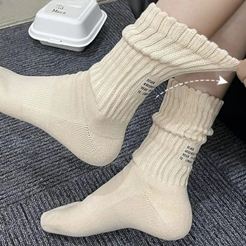 Памучни чорапи със забавна бродерия и букви, корейски улични чорапи, американски и европейски дизайн, мъжки и дамски чорапи от нишки със средна тръба