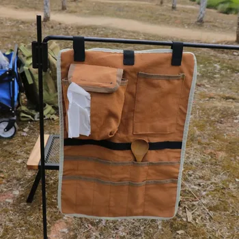 Нова градинска богат на функции холщовая подвесная чанта за палатки, подвесная чанта за къмпинг, чанта за съхранение на рафт, чанта за хартиени кърпи за ръце