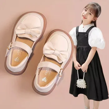 Малки Кожени обувки за момичета 2023, Пролет-есен Нова Детски Обувки от кожа с мека подметка, Обувки на Принцесата с Камъни