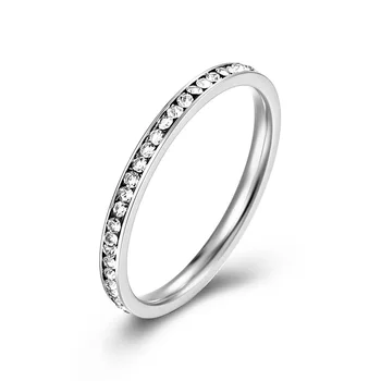 луксозни дамски пръстени на опашката с Дебелина 2 мм от Неръждаема Стомана с кристали, бижута за Момичета, подарък сестра си