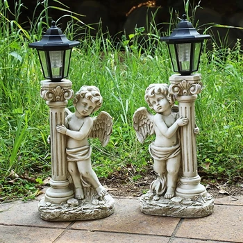 49-сантиметър антични скулптура на Ангел, мебели за вътрешно и външно двора, Слънчев уличното осветление, украса на градинския пейзаж, изделия от смола