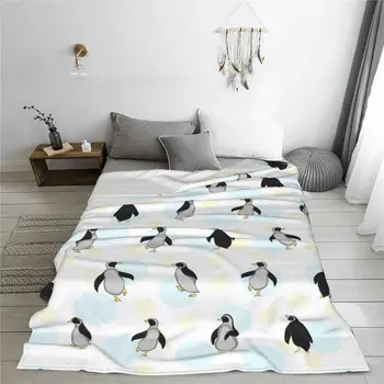 Одеяло с участието на животни и птици под формата на пингвин, Флисовое Зимата Преносими супер меки покривки за легла, покривки Офис