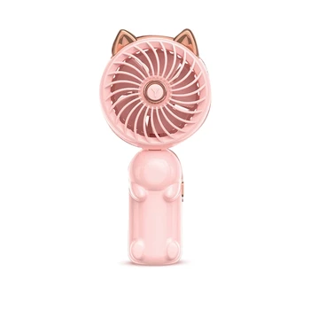 1 бр. ръчен Преносим вентилатор, мини вентилатор, сгъваема малък вентилатор с кошачьими уши, с USB батерия (розов)