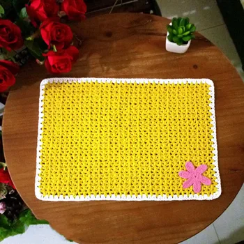 Популярната цветна памучен 3D поставка за салфетки с цветя, ръчно изработени, поставка за коледната трапеза, кърпа за плетене на една кука, подложка за сватбени партита