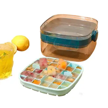 Калъп за Производство на Кубчета лед, Силиконова форма за извършване на тава за лед с капак, Творчески кутия за съхранение, Квадратен Кубичен Контейнер, Бар, Кухненски Приспособления