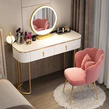 Тоалетка Луксозен Скандинавски огледален лампа за съхранение, Органайзер за тоалетка маса, Безплатен тоалетна стая, Стоки за дома