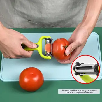 Нож за почистване на плодове 3 в 1 от неръждаема стомана с функция за нарязване жульеном, нескользящая дръжка, Нож за почистване на плодове и зеленчуци, кухненски притурка
