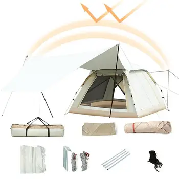 Плажна Палатка Куполна Палатка Семейно Подслон За 4 Човека Лесна инсталация, Външна Солнцезащитная Палатка За Риболов, Пикник, Плаж, туризъм