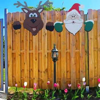 Коледен орнамент от 2 теми, Елени на Дядо Коледа, декорация за ограда на Дядо Коледа, Коледна украса за празника на открито