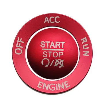 Капачка дръжка бутон за стартиране на двигателя + Пръстен за довършителни Аксесоари за Dodge Challenger Charger 2015-2020 (Червен))