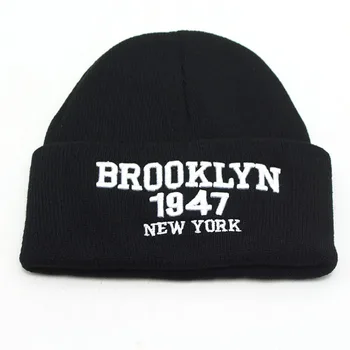 Есенно-зимни вязаная шапка American Brooklyn 1947 с бродерия на кожа и За мъже и жени, водене жив топлината на открито