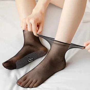 10 чифта Летни женски меки чорапи с нежната неплъзгащи подметки, Модерен Прозрачен Женски Дишаща Тънък Копринен чорап с кристали За момичета