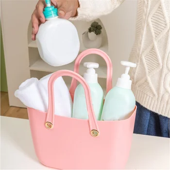 Пластмасова кошница за източване на водата в банята, преносима кошница за съхранение, Сватбена кошница за цветя за пикник на открито, кошница за съхранение на бельо