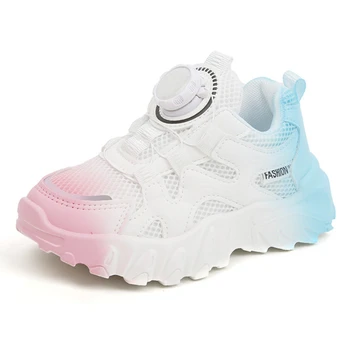 Детски маратонки, есен нова окото дишаща детски спортни обувки, ежедневни обувки за бягане с въртящи се копчета за момичета и момчета