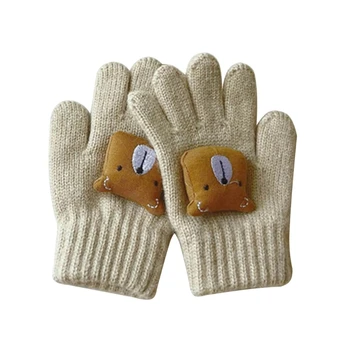 Детски ръкавици за отпечатъци с хубав модел мечка, топли и удобни ръкавици 3-7 години