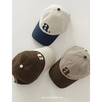 Мека Шапка с Козирка в стил Ретро, Дамски Модни бейзболна шапка в Корейски стил с бродирани Букви, дамски Универсална бейзболна шапка в тон