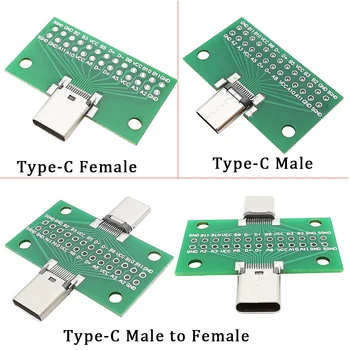 1бр USB 3.1 Type-C Жак-изход Type C, 24P 2.54 мм USB 3.1 Тест печатна платка Адаптер за предаване на данни по проводному кабел