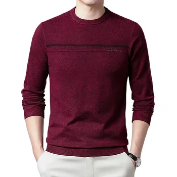 Есента мъжки пуловер е модерен обикновен топъл пуловер, бизнес случайни пуловер с деколте във формата на сърце, мъжки дрехи