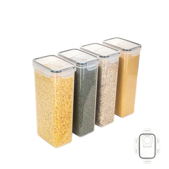 Прозрачен Правоъгълен Кофа за ориз, Штабелируемый запечатан държач за ориз, Кухненски инструмент за съхранение на кухненски продукти, Организиране на Бутилки за съхранение на продукти
