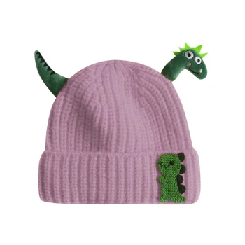 BeQeuewll, Зимна шапка с динозавром за малки момчета и момичета, Скъпа вязаная шапчица, топла шапка за новородено, аксесоари за студено време