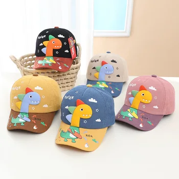 Лятна есенна детска бейзболна шапка с анимационни динозавром, вельветовая бейзболна шапка за деца, Регулируеми шапки с хубав принтом, градинска ежедневни шапка с сенника