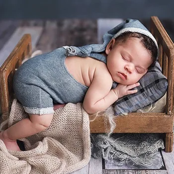 Dvotinst Реквизит за снимки на новородено, меки дрешки с шапка, комплект от 2 теми, боди, подпори за студийната стрелба, 0-1 М